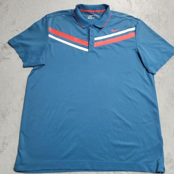 Nike Other - Nike Dri-FIT Golf Polo Shirt Mens Large Blue Chevron Performance